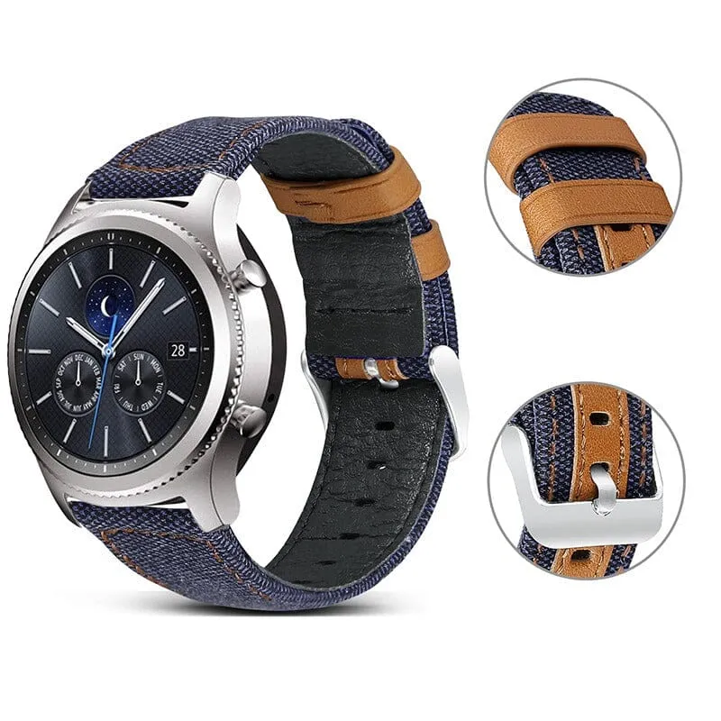 Denim & Leather Watch Straps Compatible with the OnePlus Watch