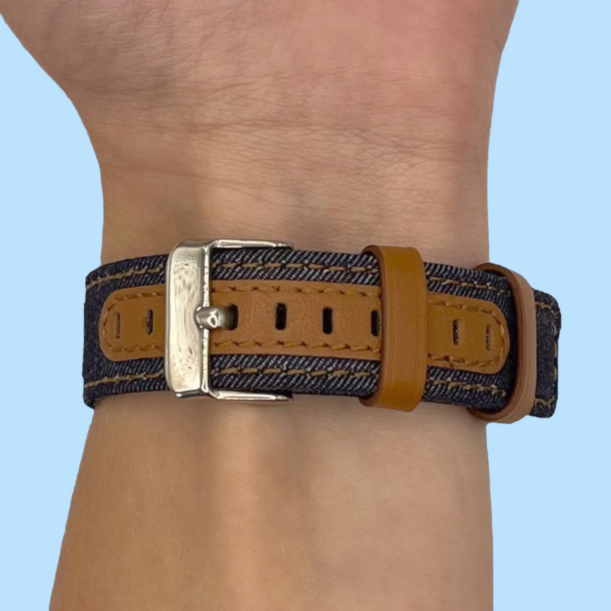 Denim & Leather Watch Straps Compatible with the OnePlus Watch