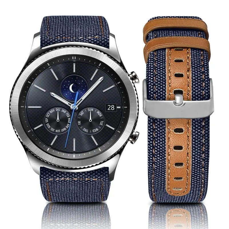 Denim & Leather Watch Straps Compatible with the OnePlus Watch