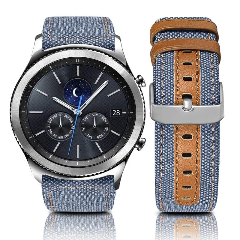 Denim & Leather Watch Straps Compatible with the OnePlus Watch