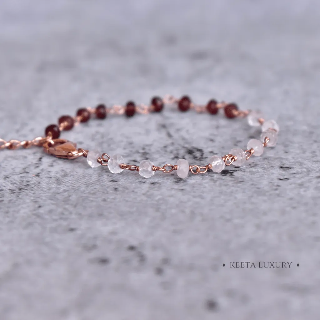 Divine Emotions  - Rose Quartz & Garnet Bracelets