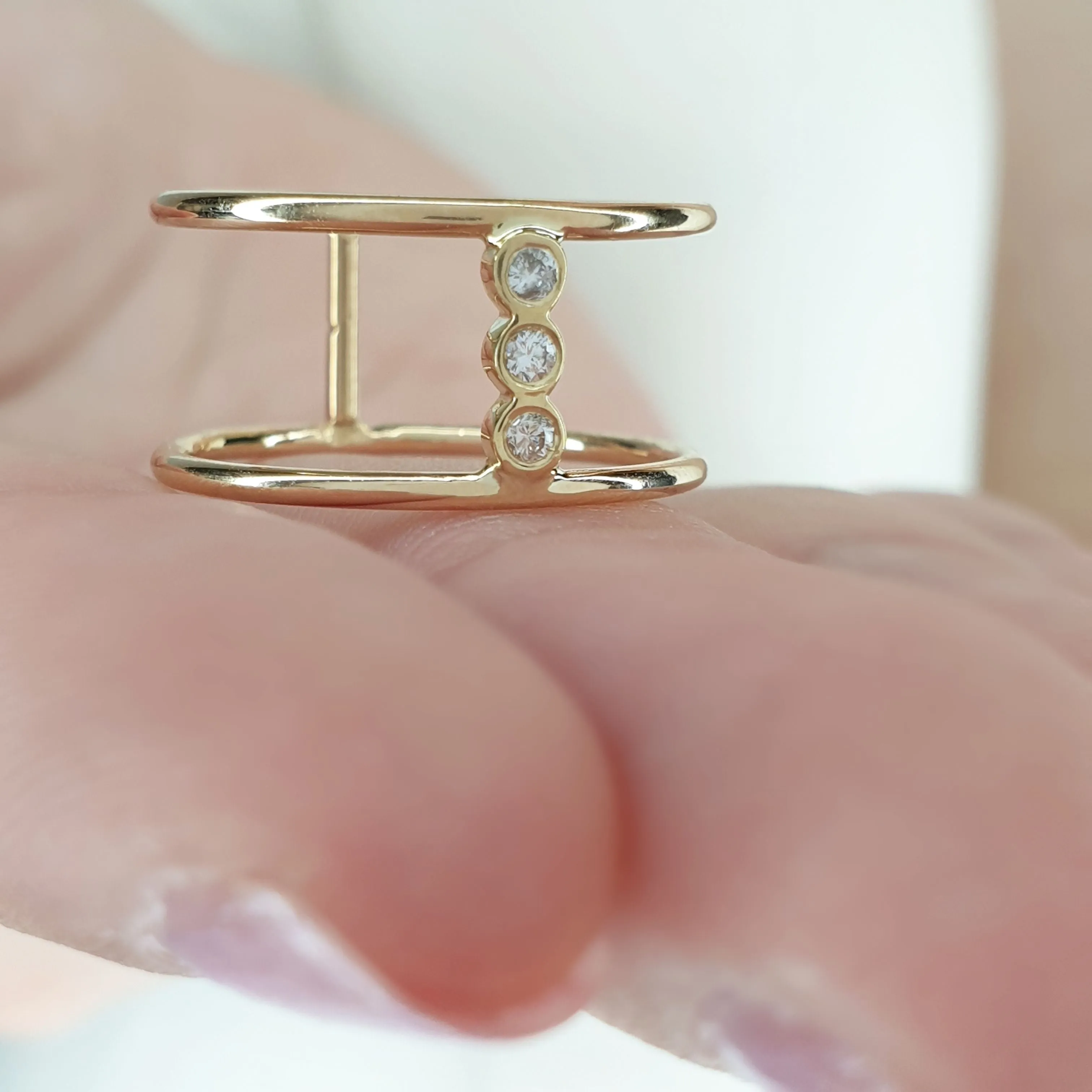 Double diamond ring minimalist