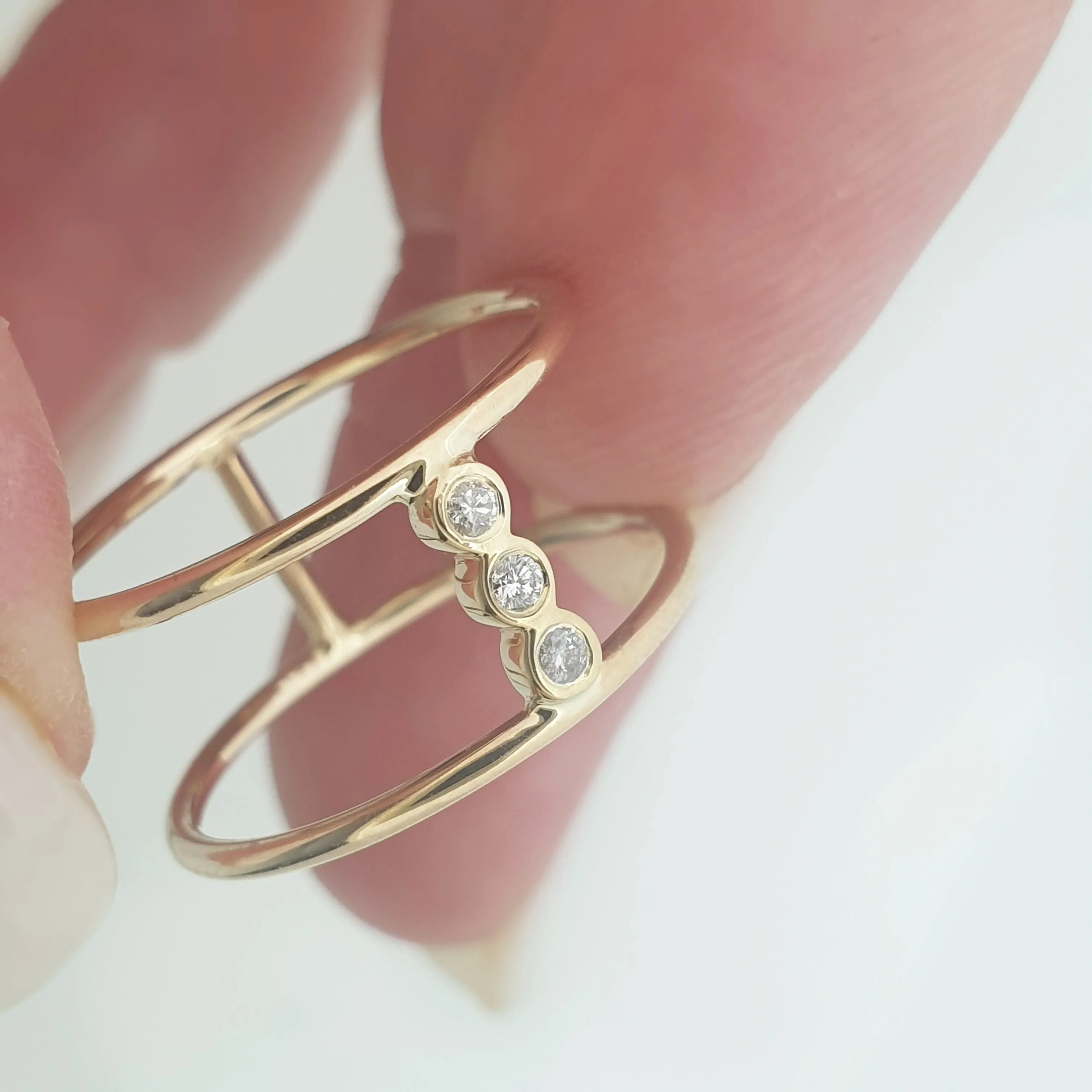 Double diamond ring minimalist