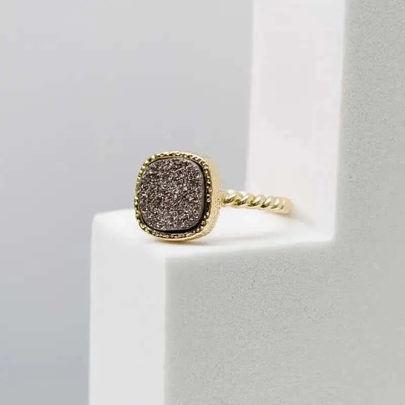 Druzy Ring - Grey Agate