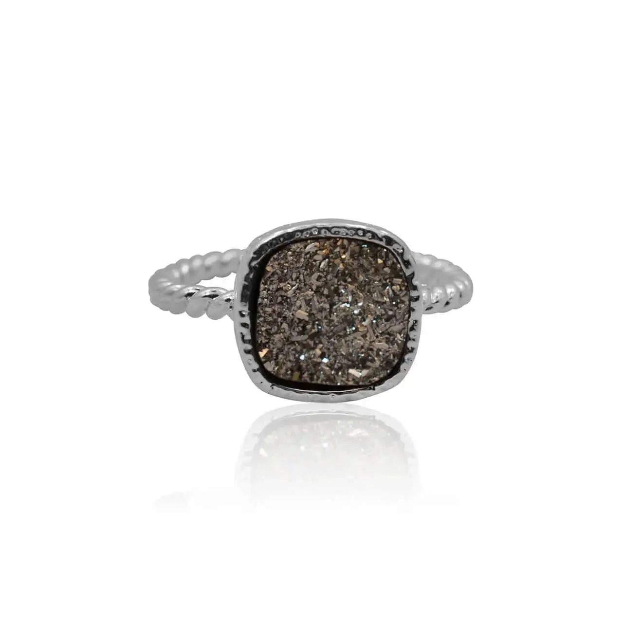 Druzy Ring - Grey Agate