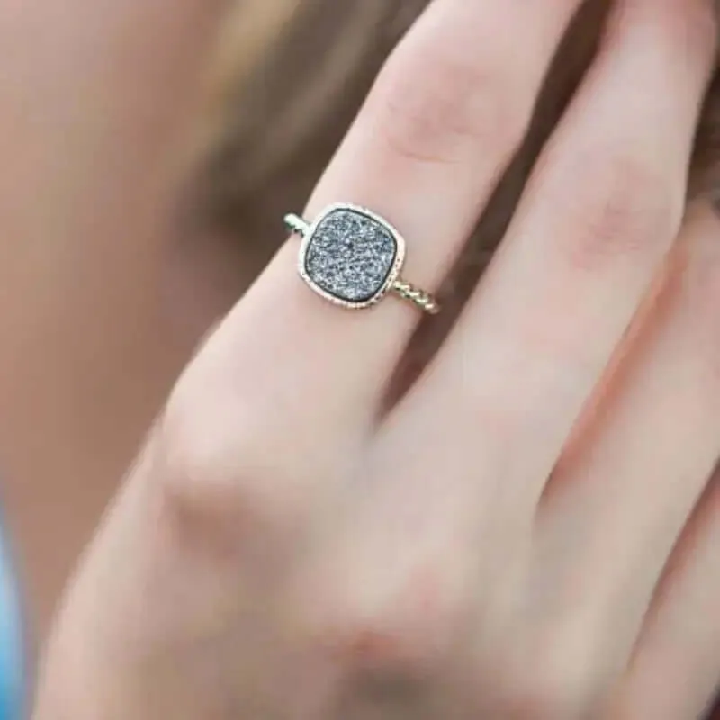 Druzy Ring - Grey Agate