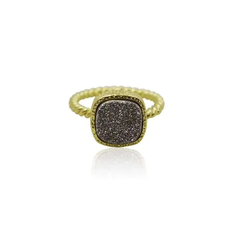 Druzy Ring - Grey Agate