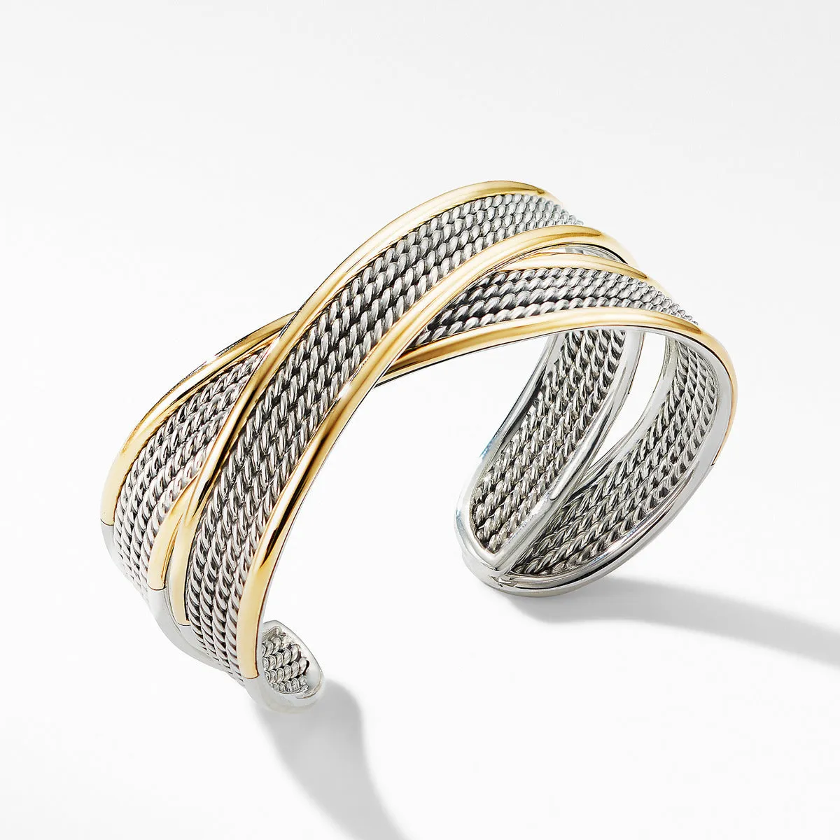 DY Origami Narrow Crossover Cuff Bracelet with 18K Yellow Gold