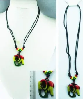 elephant necklace rasta colors Case of 24