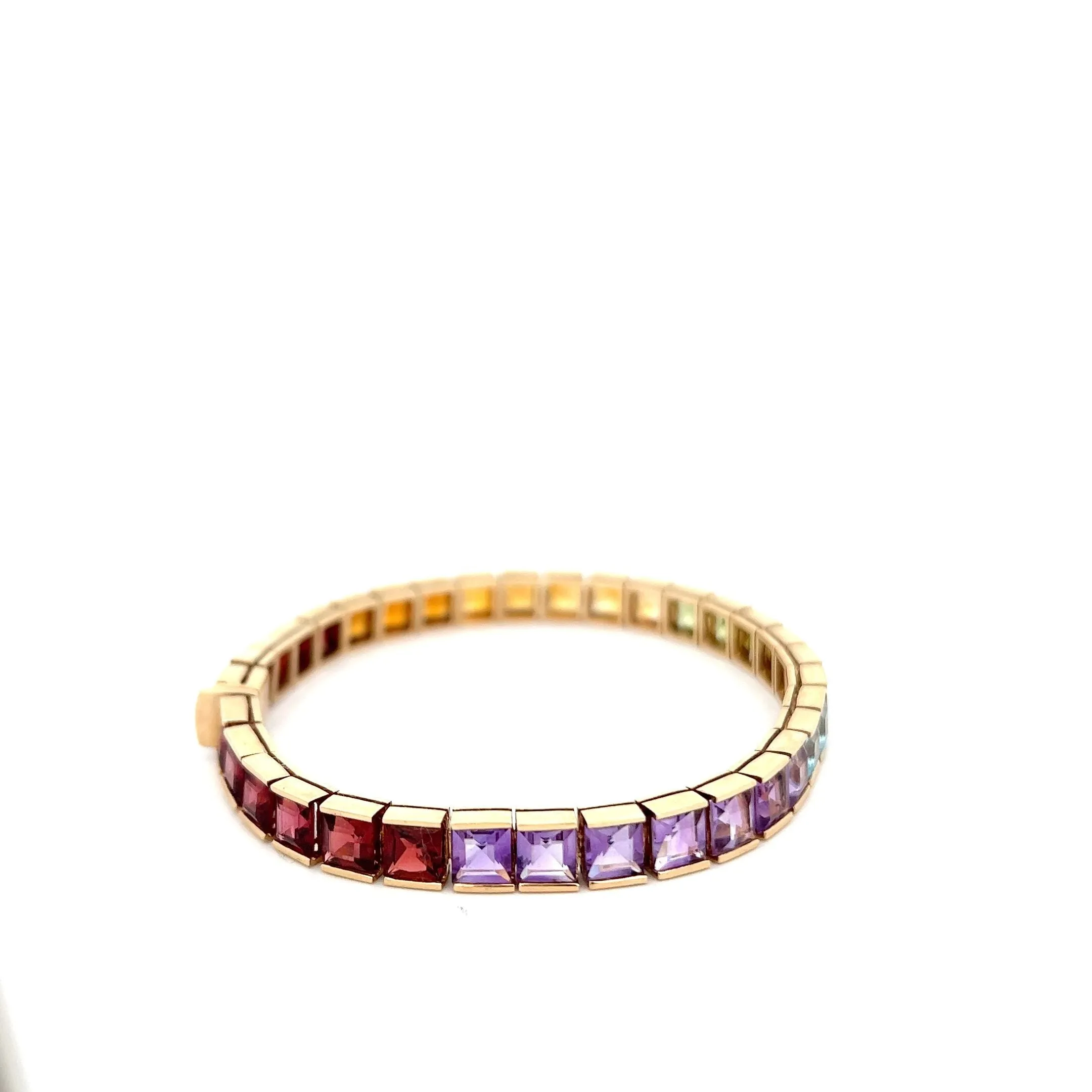 Estate 14KT Yellow Gold Amethyst, Blue Topaz, Garnet, Citrine And Peridot Bracelet