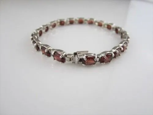 ESTATE WIDE 16CTW GARNET 14KT WHITE GOLD BRACELET 6mm SIMPLE & BEAUTIFUL!!!!!!!!