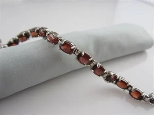 ESTATE WIDE 16CTW GARNET 14KT WHITE GOLD BRACELET 6mm SIMPLE & BEAUTIFUL!!!!!!!!