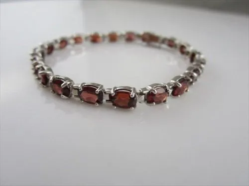 ESTATE WIDE 16CTW GARNET 14KT WHITE GOLD BRACELET 6mm SIMPLE & BEAUTIFUL!!!!!!!!