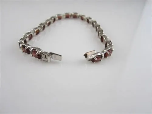 ESTATE WIDE 16CTW GARNET 14KT WHITE GOLD BRACELET 6mm SIMPLE & BEAUTIFUL!!!!!!!!