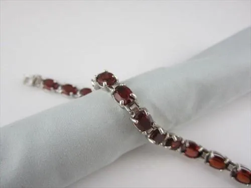 ESTATE WIDE 16CTW GARNET 14KT WHITE GOLD BRACELET 6mm SIMPLE & BEAUTIFUL!!!!!!!!