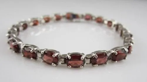 ESTATE WIDE 16CTW GARNET 14KT WHITE GOLD BRACELET 6mm SIMPLE & BEAUTIFUL!!!!!!!!