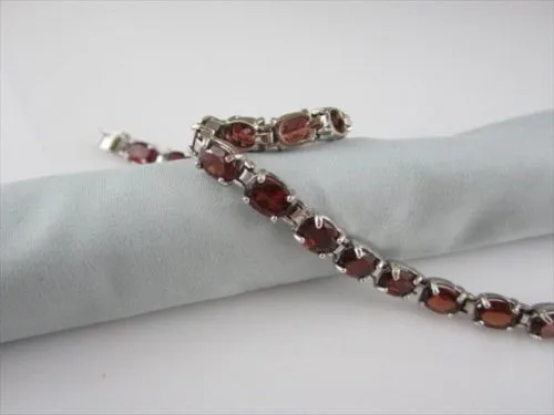 ESTATE WIDE 16CTW GARNET 14KT WHITE GOLD BRACELET 6mm SIMPLE & BEAUTIFUL!!!!!!!!