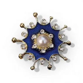 Faux Pearl And Enamel Star Brooch