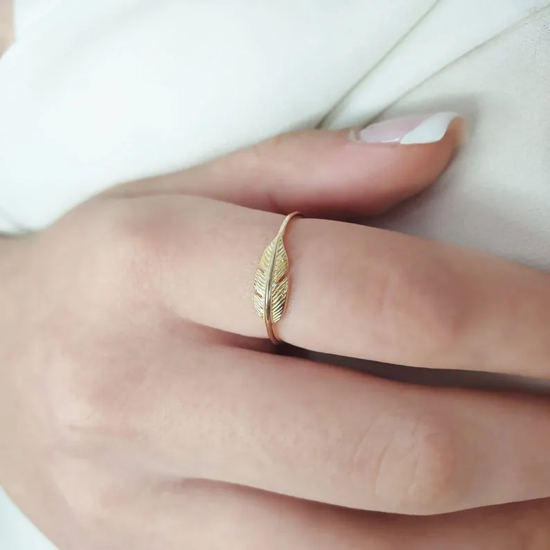 Feather Ring Gold