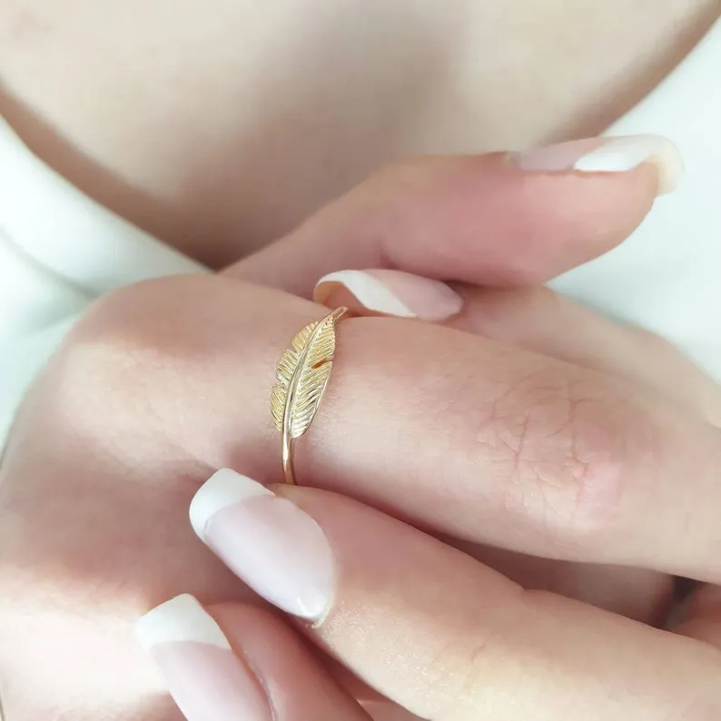 Feather Ring Gold