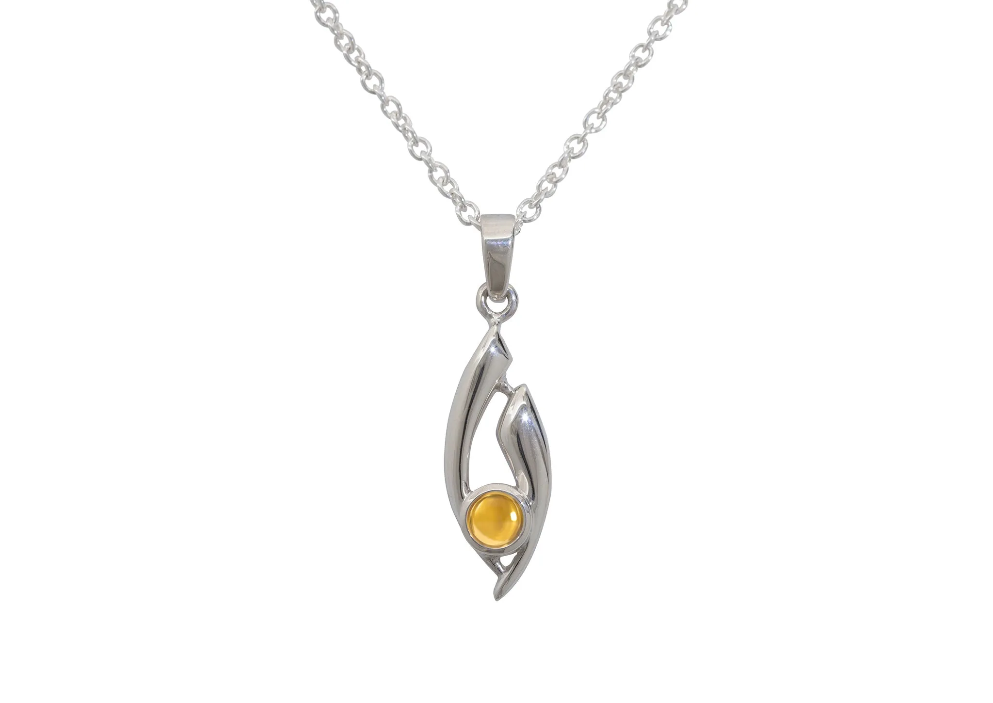 Flowing Cabochon Gemstone Pendant, Sterling Silver