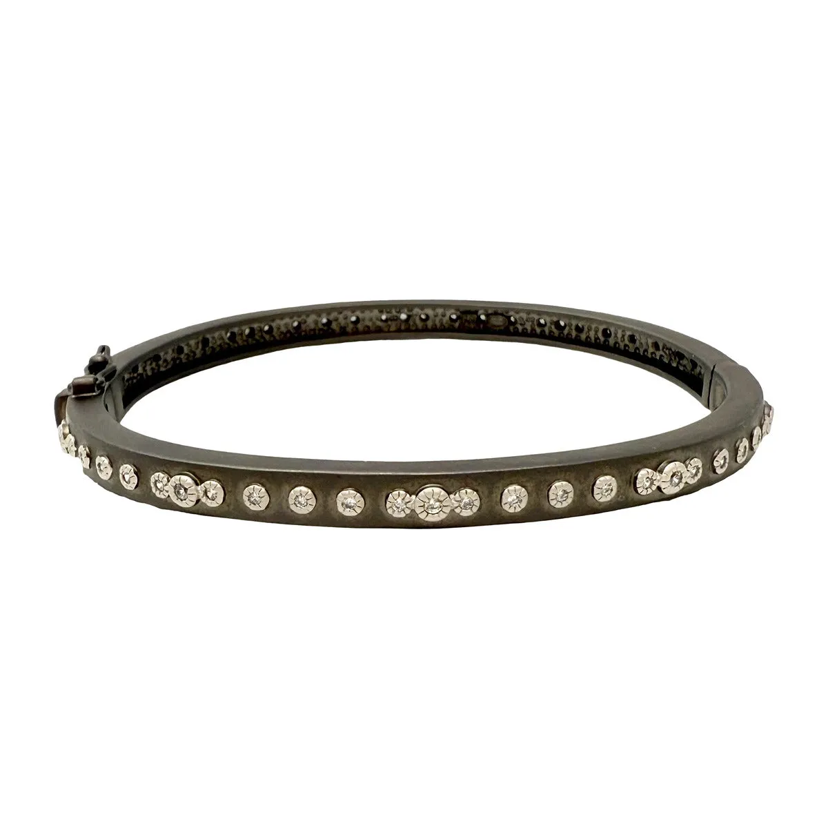 Freida Rothman Mini Stud Bezel Stone Eternity Hinged Bangle