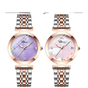 Fritillary Quartz Women's Watch Zircon Gold Solid Steel Strap Women's Watch