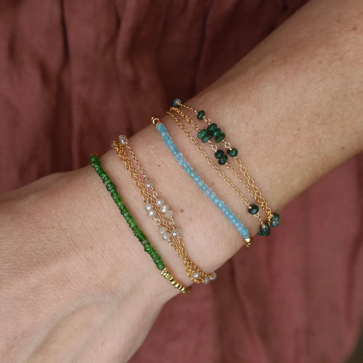 Gemstone Rondelle Bracelet in Green Garnet