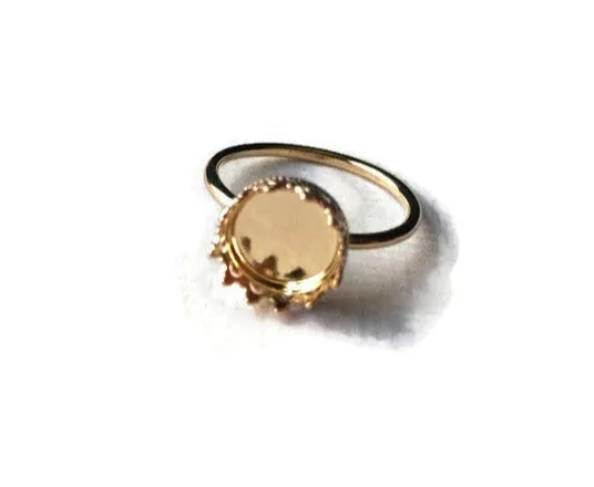 Gold Filled 8 mm Round Crown Ring Blank Plain Band