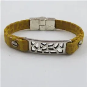 Gold Leather Bracelet ID Style Bracelet