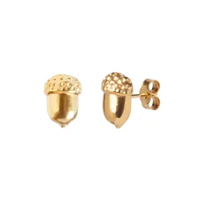 Gold Plated Acorn Stud Earrings - Hadrian's Wall Path Symbol