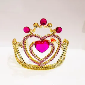 Gold Tiara with Hot Pink Diamonds