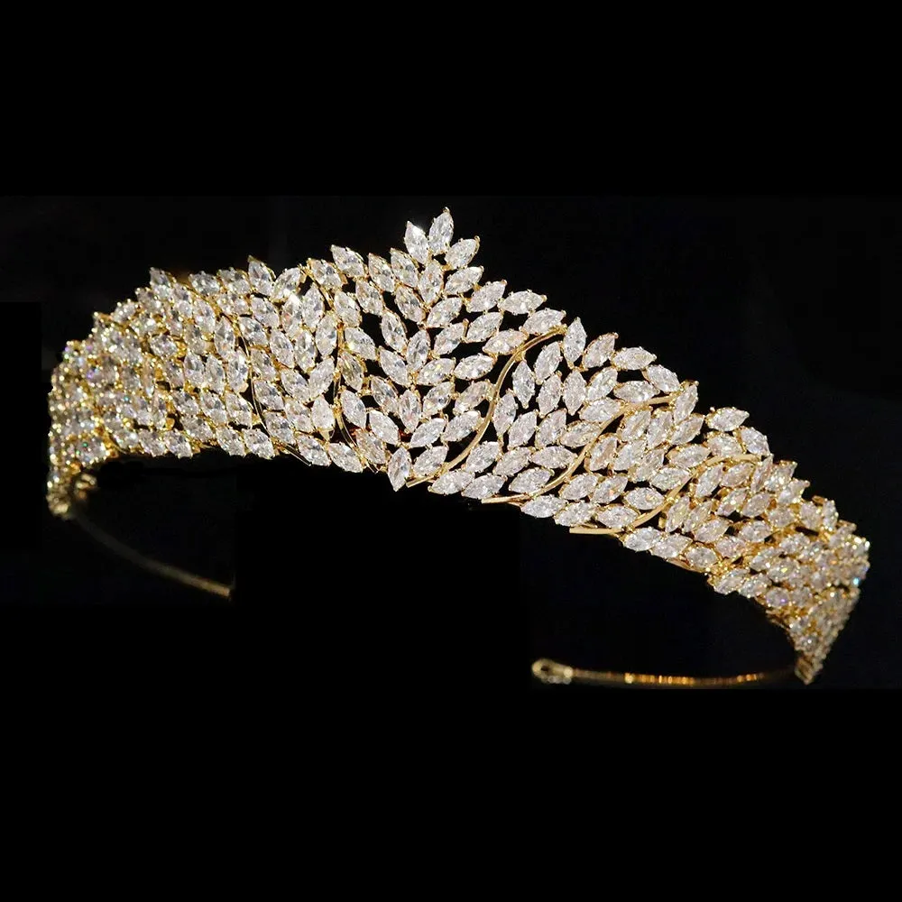 Gorgeous Couture CZ Cubic Zirconia Crystal Bridal Tiara Crown