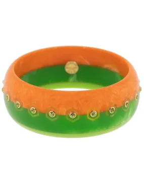 Green and Orange Peridot Bakelite Bangle