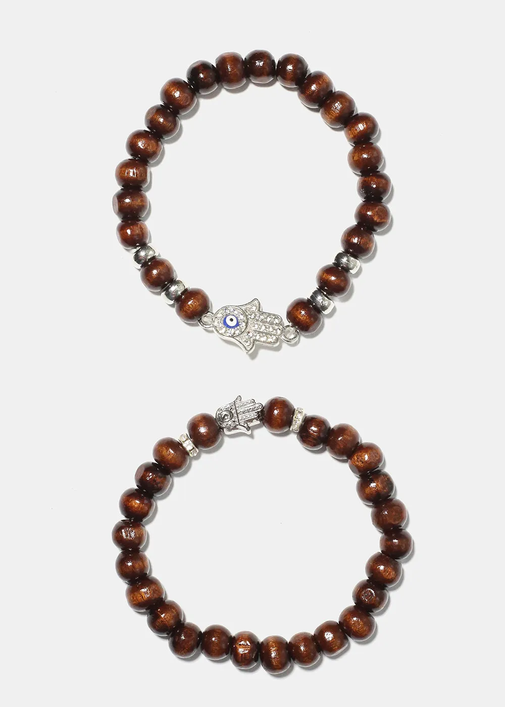 Hamsa Hand Wooden Bead Bracelet