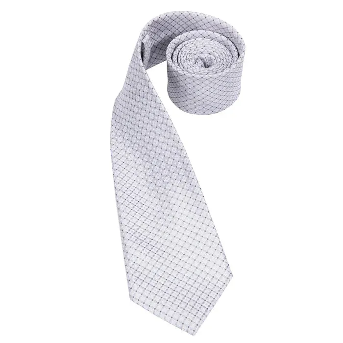 Hi-Tie Men's Wedding Tie White Plaid Dot Single Tie