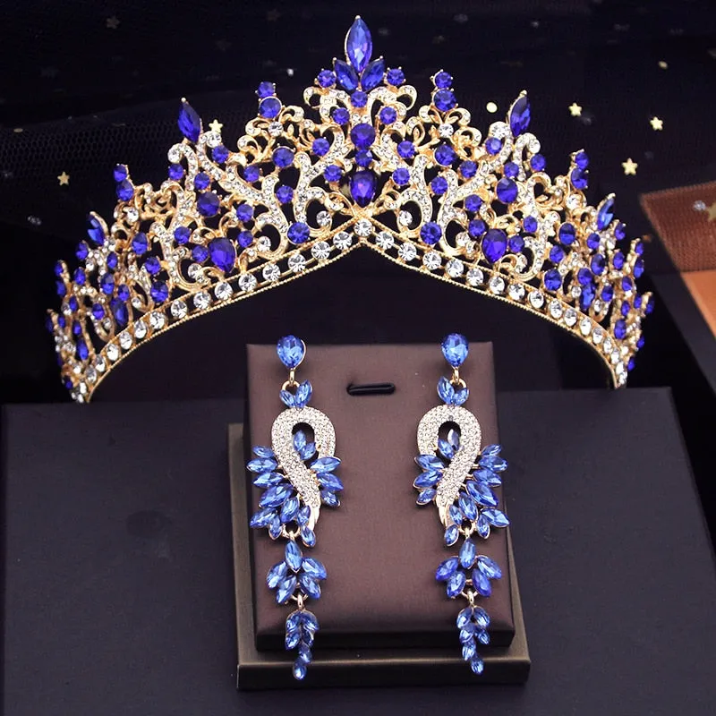 Highness Luxury Tiara and Earrings Set - Assorted Colors Available - Bridal  Crown- Quinceanera