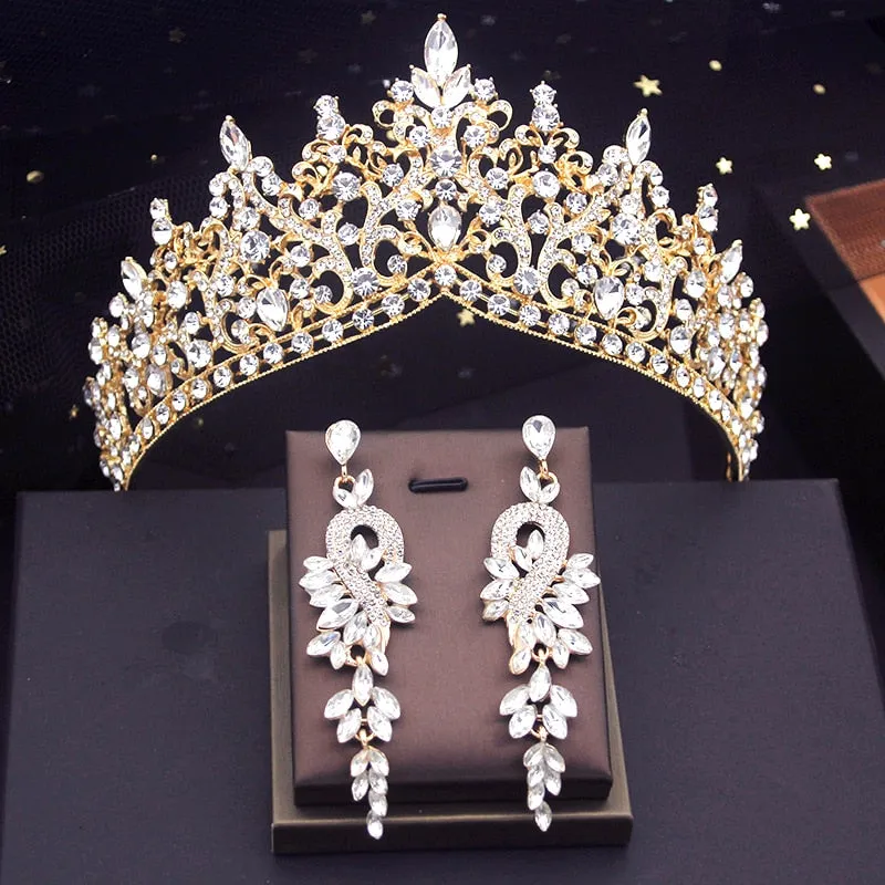 Highness Luxury Tiara and Earrings Set - Assorted Colors Available - Bridal  Crown- Quinceanera