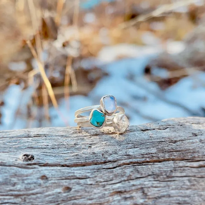 Hiouchi Sterling Silver Stone Stacker Ring | Herkimer Diamond