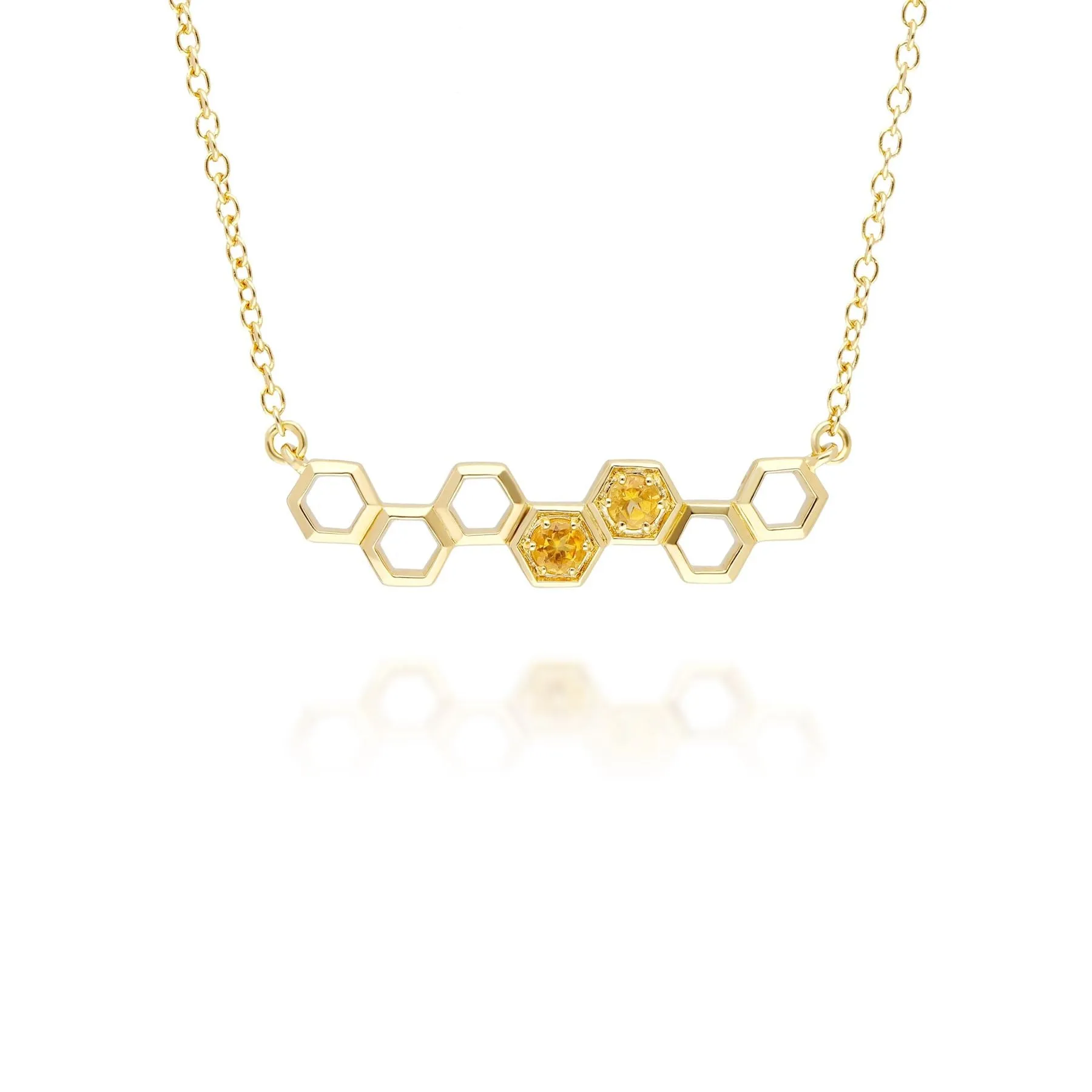 Honeycomb Citrin Hexagon Halskette in 9ct Gelb Gold