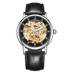 Huangshi Watch Women's Hollow Luminous Automatic Mechanical Watch Fashion Belt Business Women's Watch