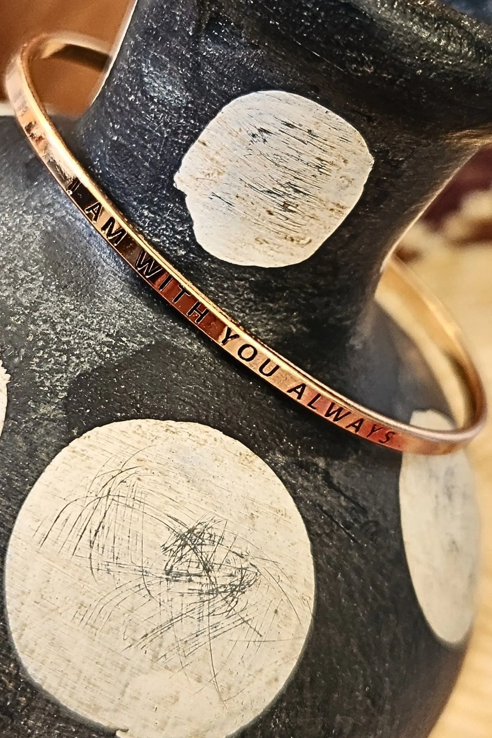 I am With You Always Rose Gold Bangle Bracelet