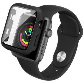 IMAK Apple Watch Series 3/2/1 38mm silicone cover with watch strap   tempered glass - Black