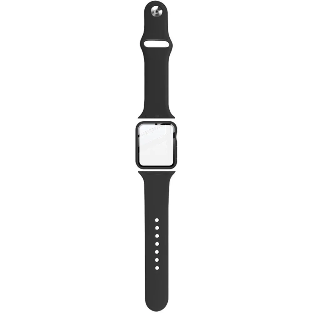 IMAK Apple Watch Series 3/2/1 38mm silicone cover with watch strap   tempered glass - Black