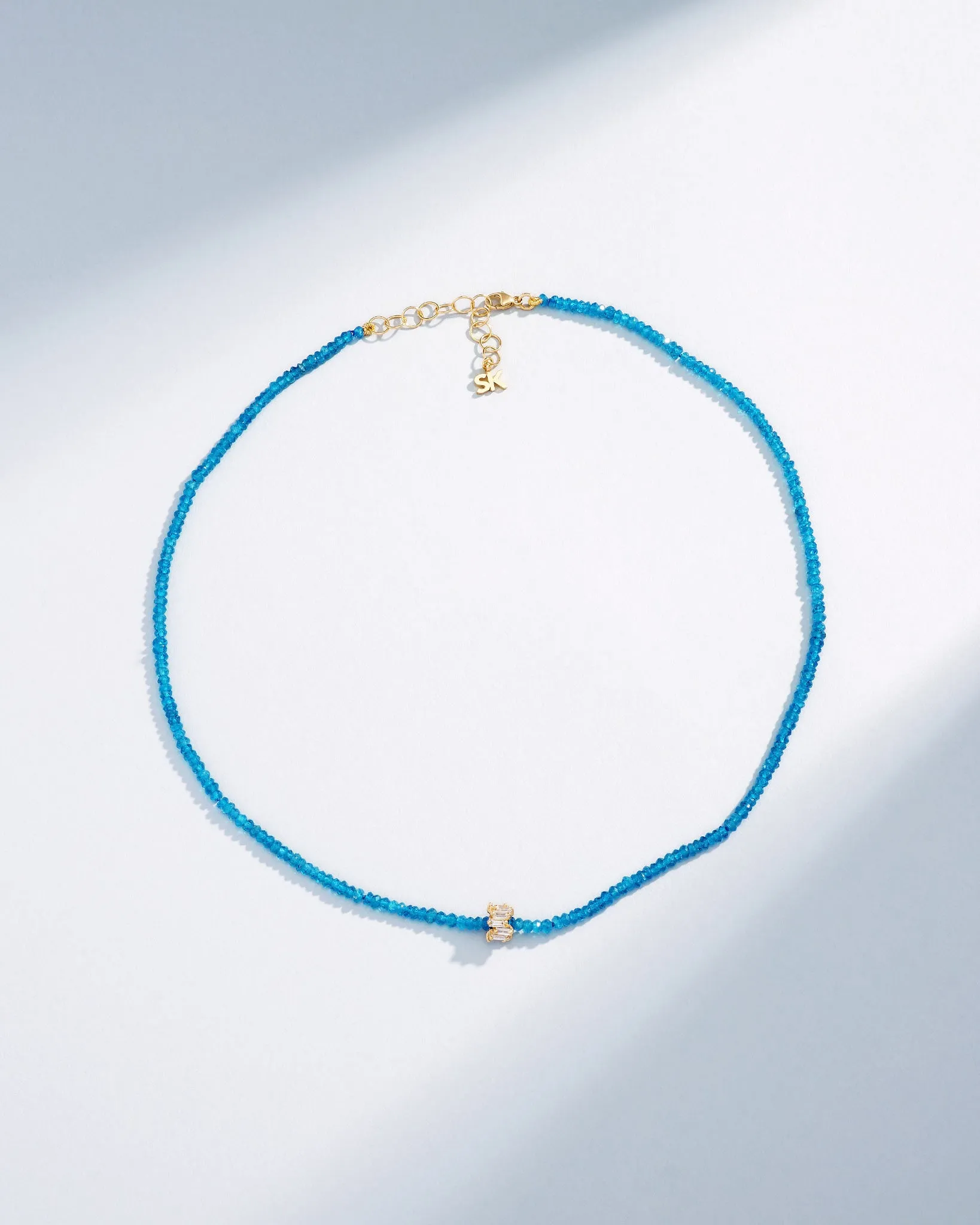 Infinite Beaded Dark Apatite & Mini Diamond Rondelle Necklace