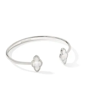 Kendra Scott Abbie Silver Pave Frame Cuff Bracelet in Ivory Mother of Pearl