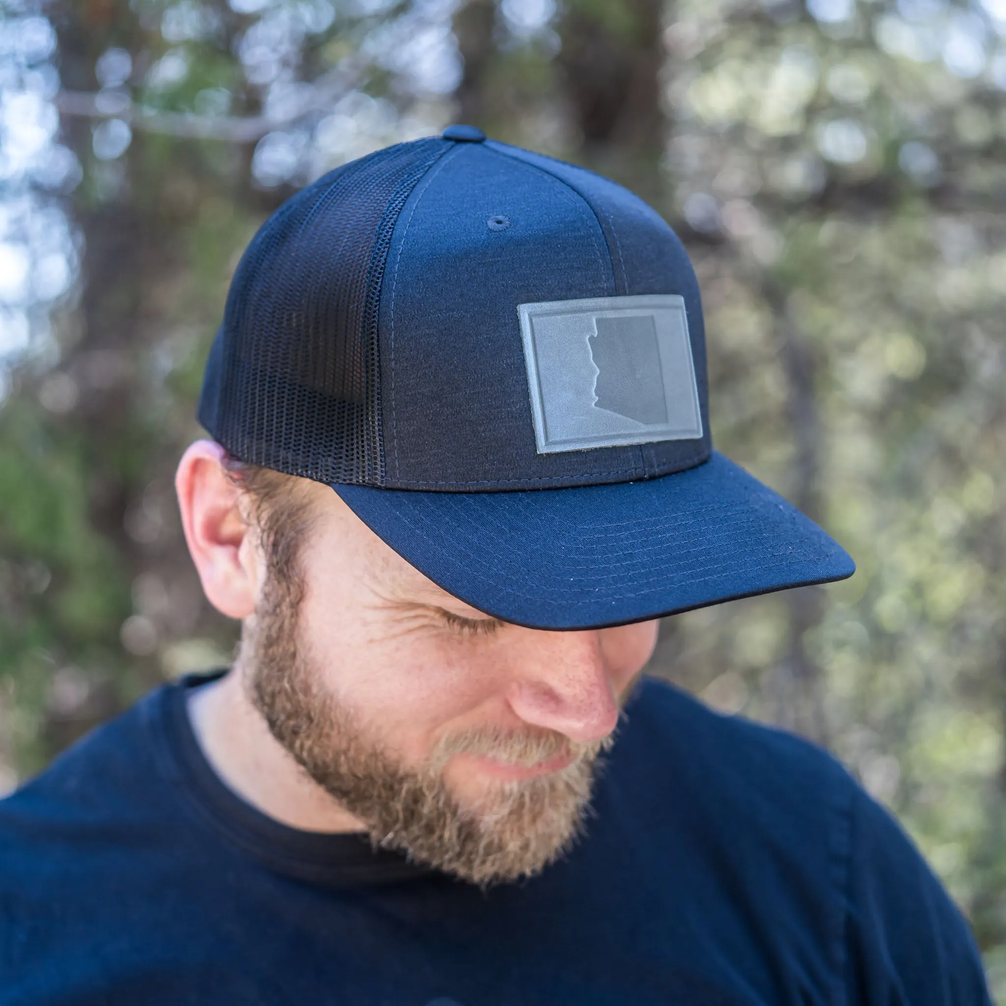 Leather Patch Performance Style Trucker Hat - Arizona Stamp