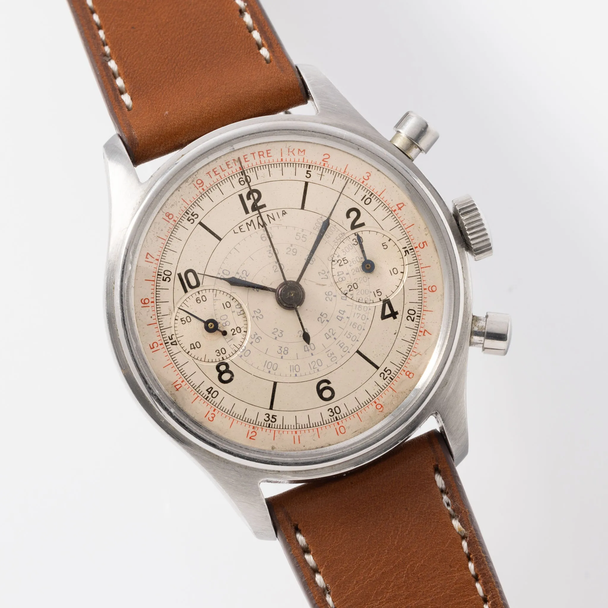 Lemania Large Step Case Four Colour Dial Chronograph