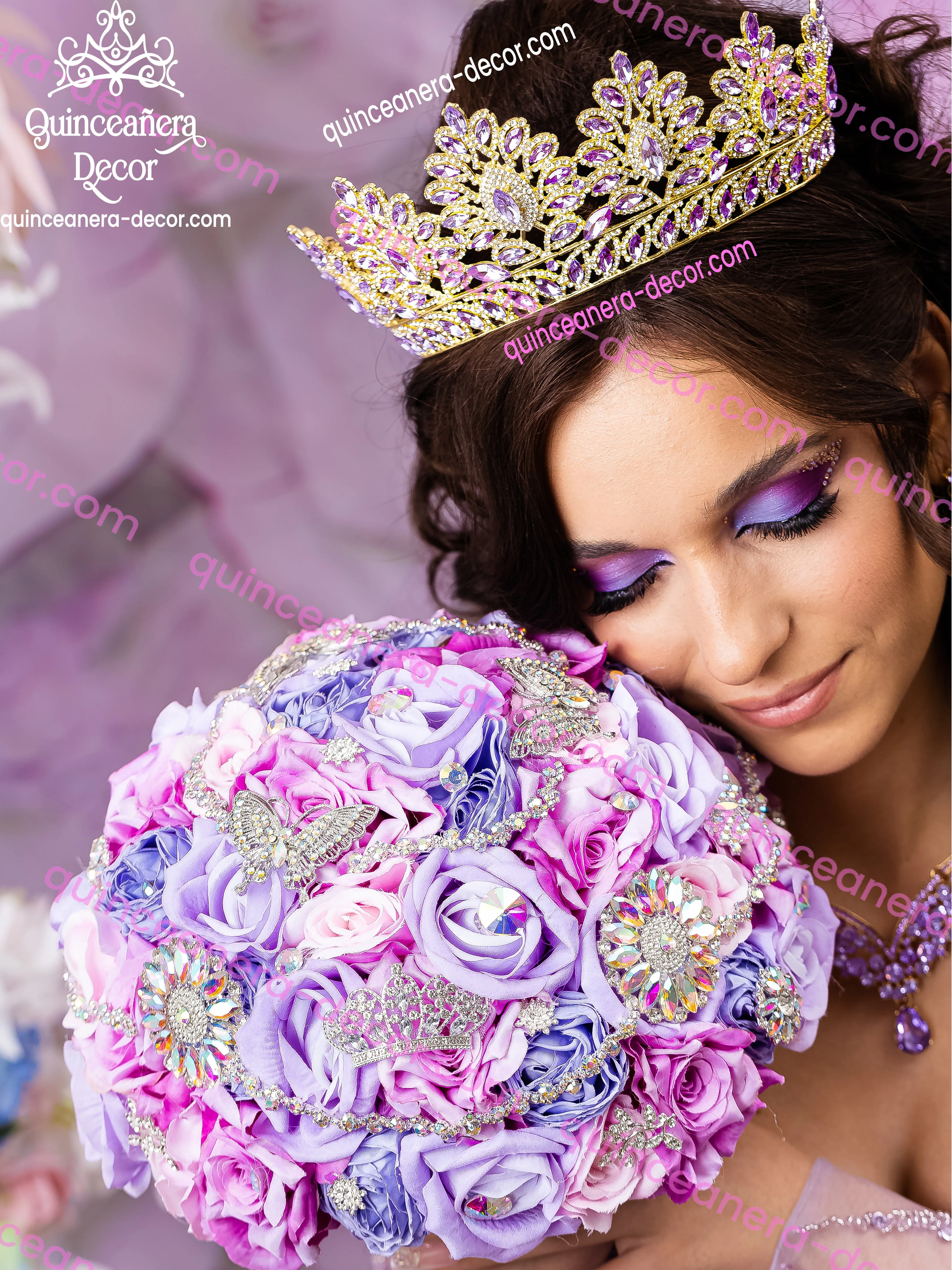 Lilac Iridescent ramo para quinceañera 13 inches