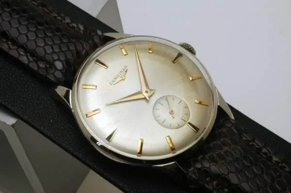 Longines Manual Winding Watch Steel Case Silver 1950s